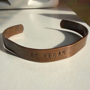 Copper 'Go Vegan' Cuff Bracelet